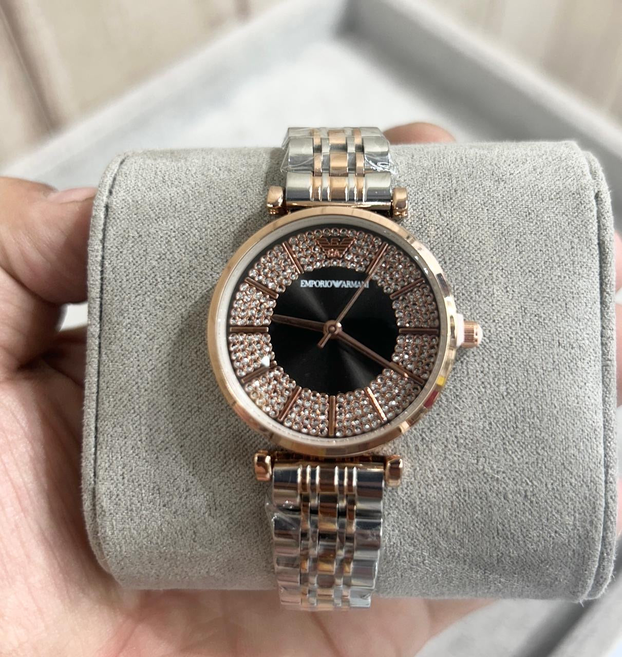 Emporio Armani Watch Women’s Quartz Stainless Steel Black Dial 32mm Watch ( Without Box )