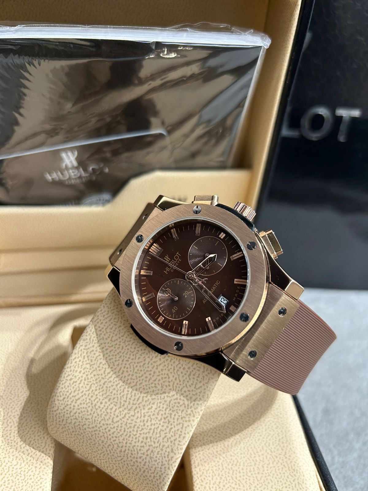 Hublot watch Leather Brown Rubber Strap ( without box )