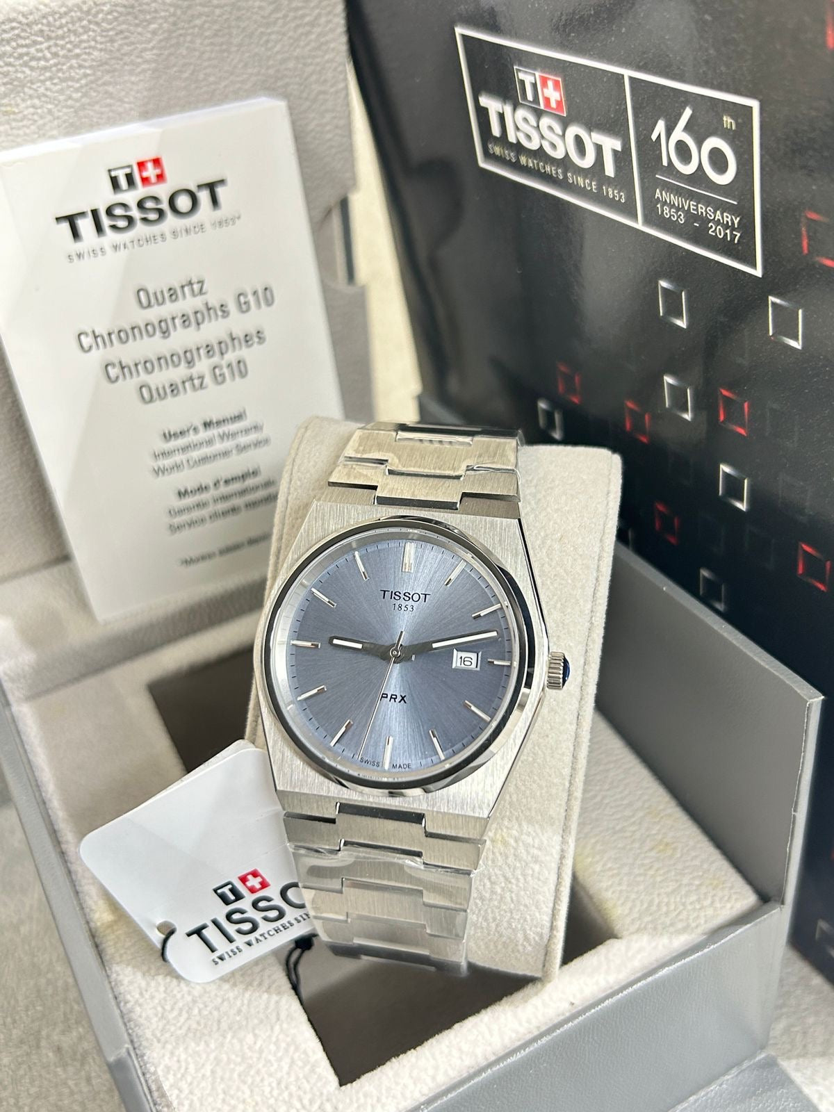 Tissot Watch PRX Quartz Light Blue Dial Steel Men's Watch (With Box )
