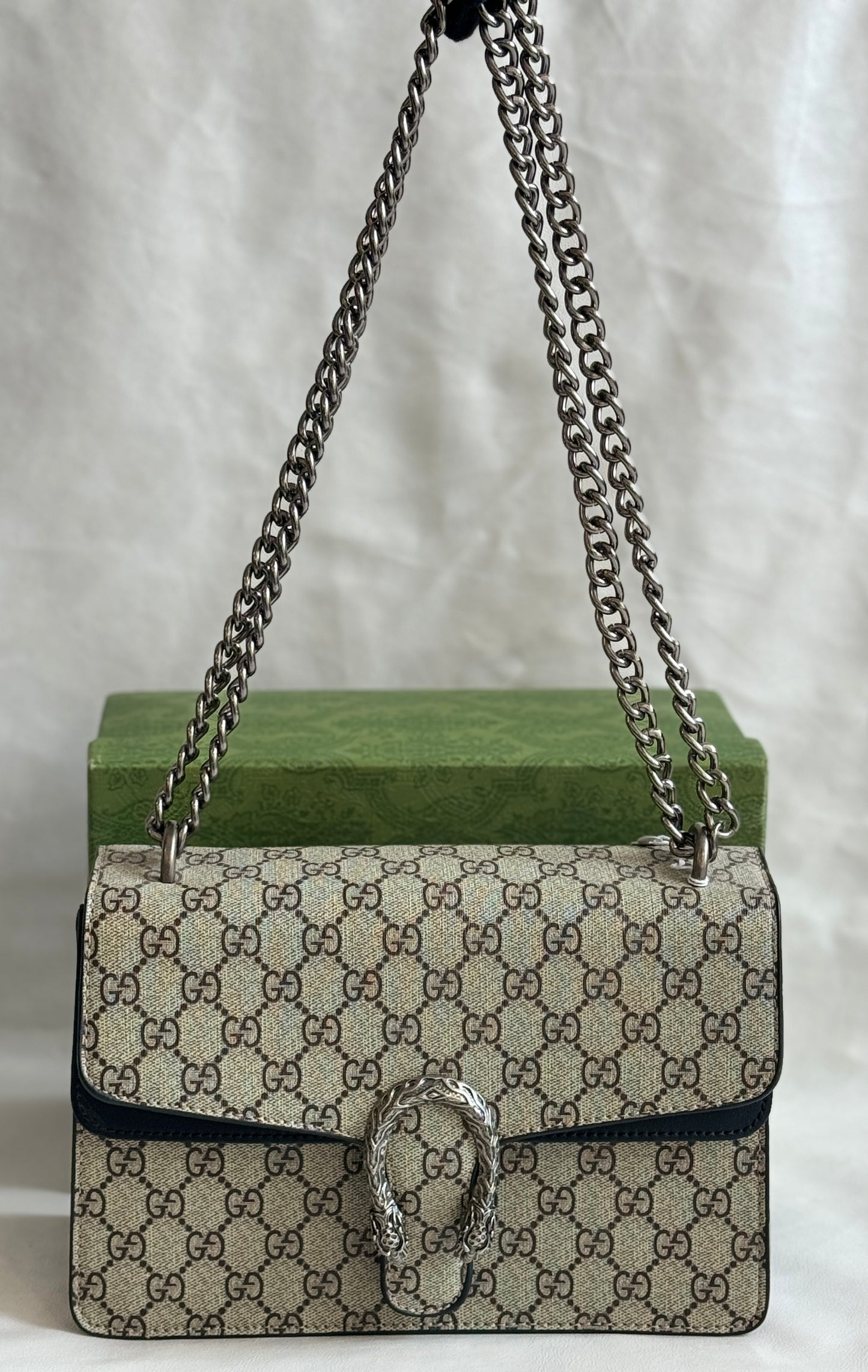 GUCCI DIANOYSUS OPHIDIA ENVELOP KHAKI AND BLACK COLOR SLING BAG ( WITH BOX )