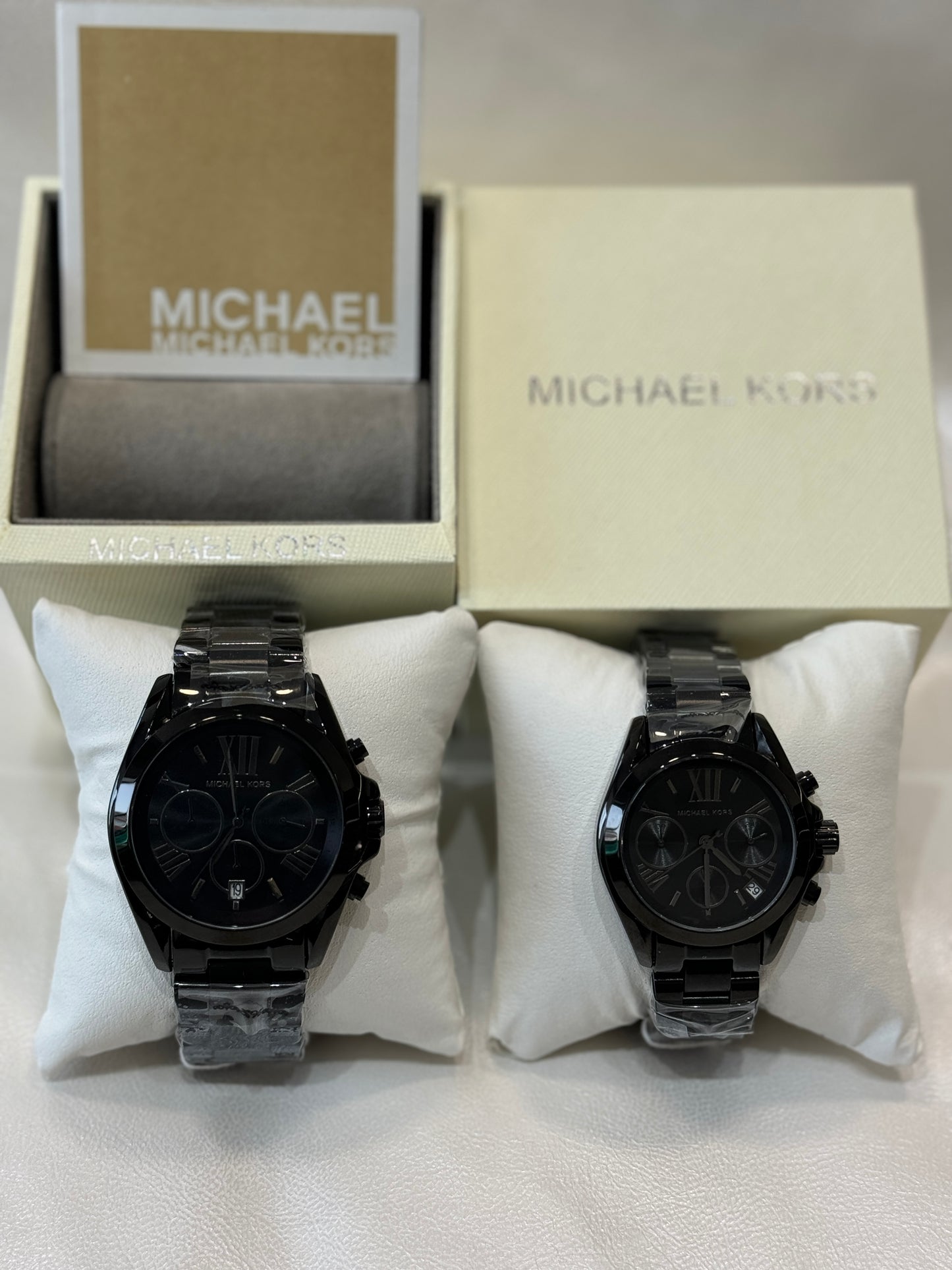 Michael Kors Watch Brecken Chronograph Black Stainless Steel Couple watch ( with box )