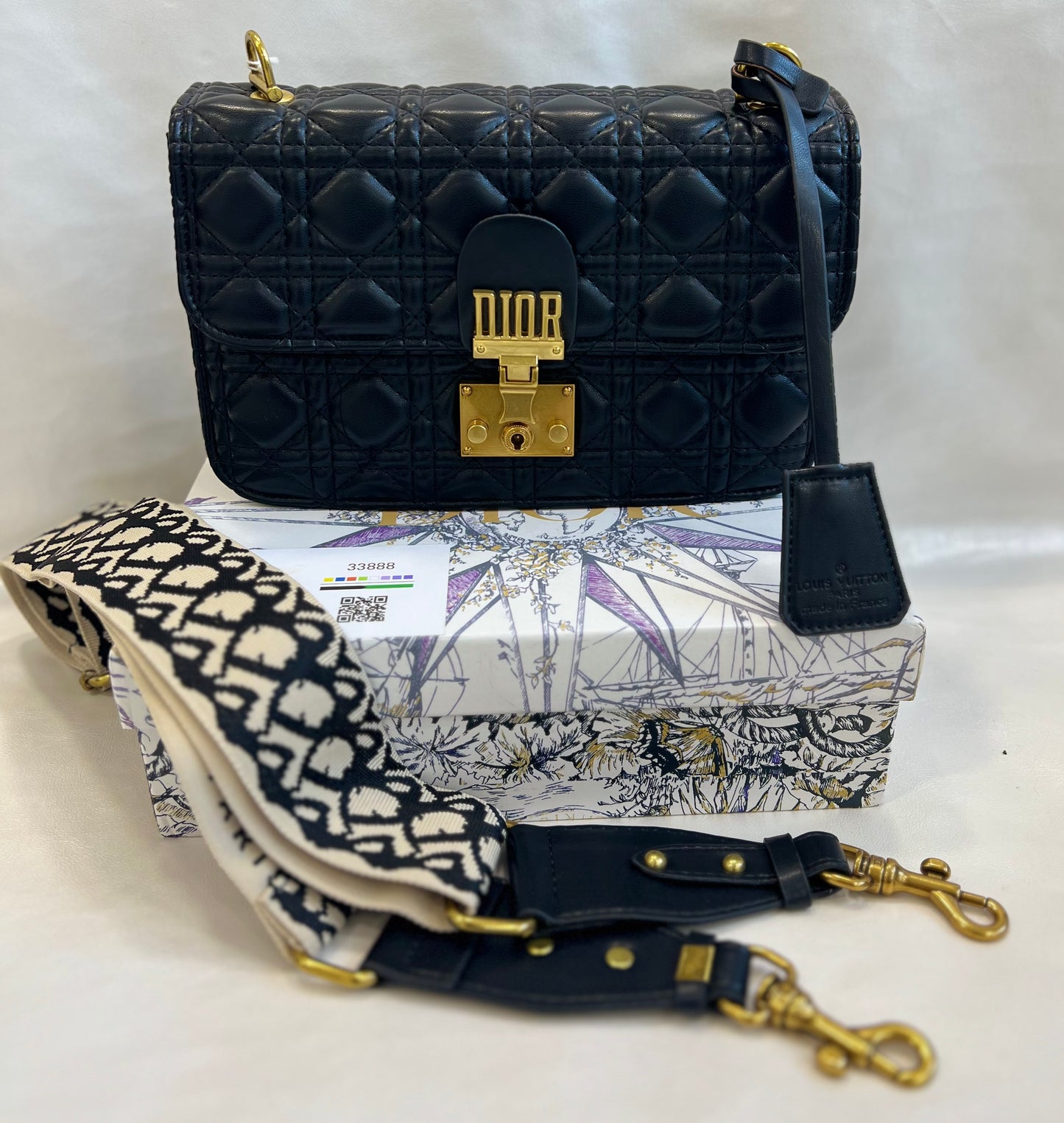 DIOR BLACK LEATHER SHOULDER BAG (WITH BOX)