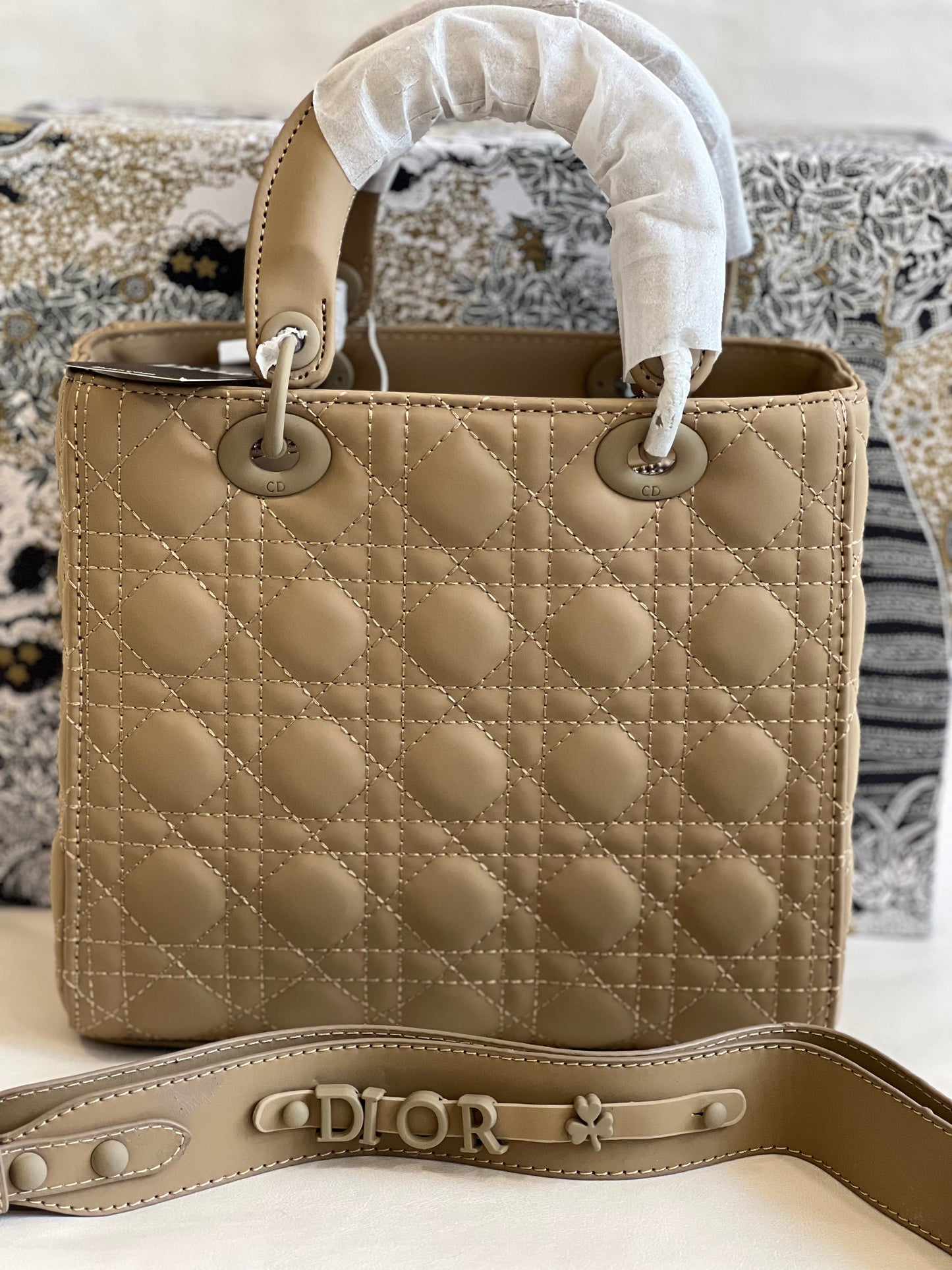 LADY DIOR APRICOT HANDBAG ( WITH BOX )