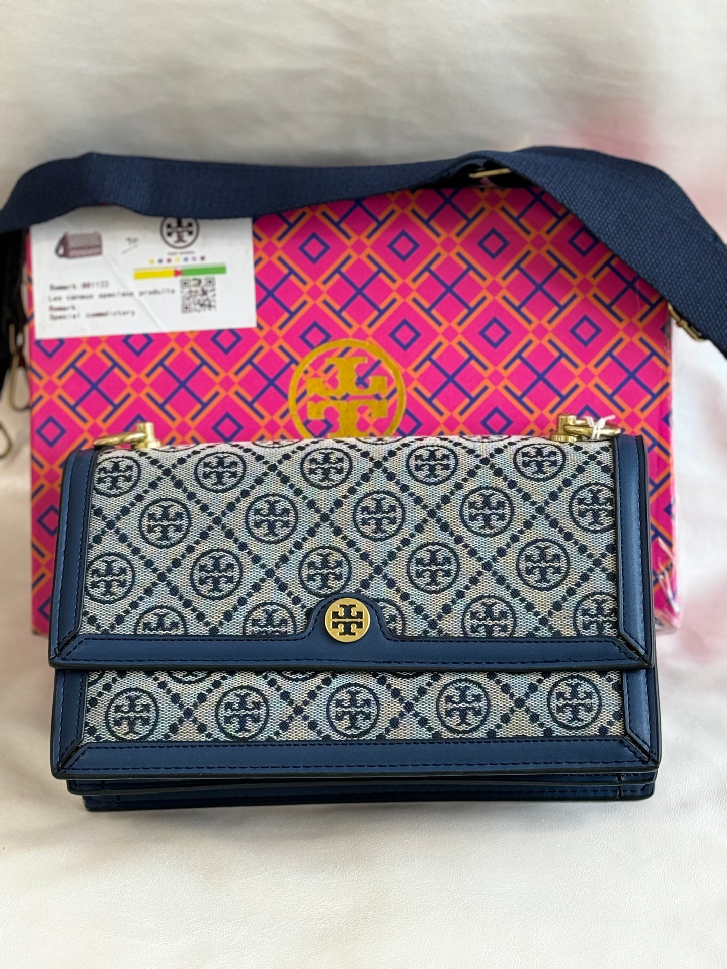 TORY BURCH T BLUE SHOULDER BAG ( WITH BOX )