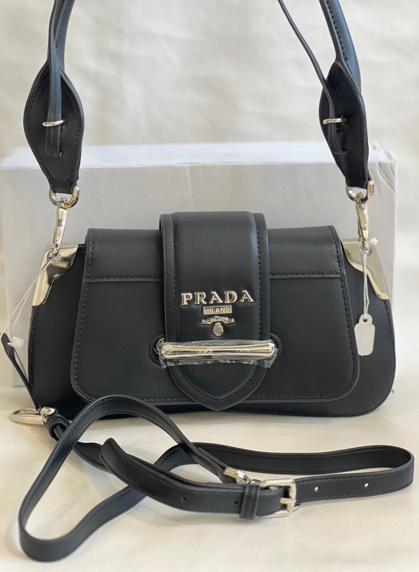 PRADA PATTINA BLACK SHOULDER BAG ( WITH BOX )