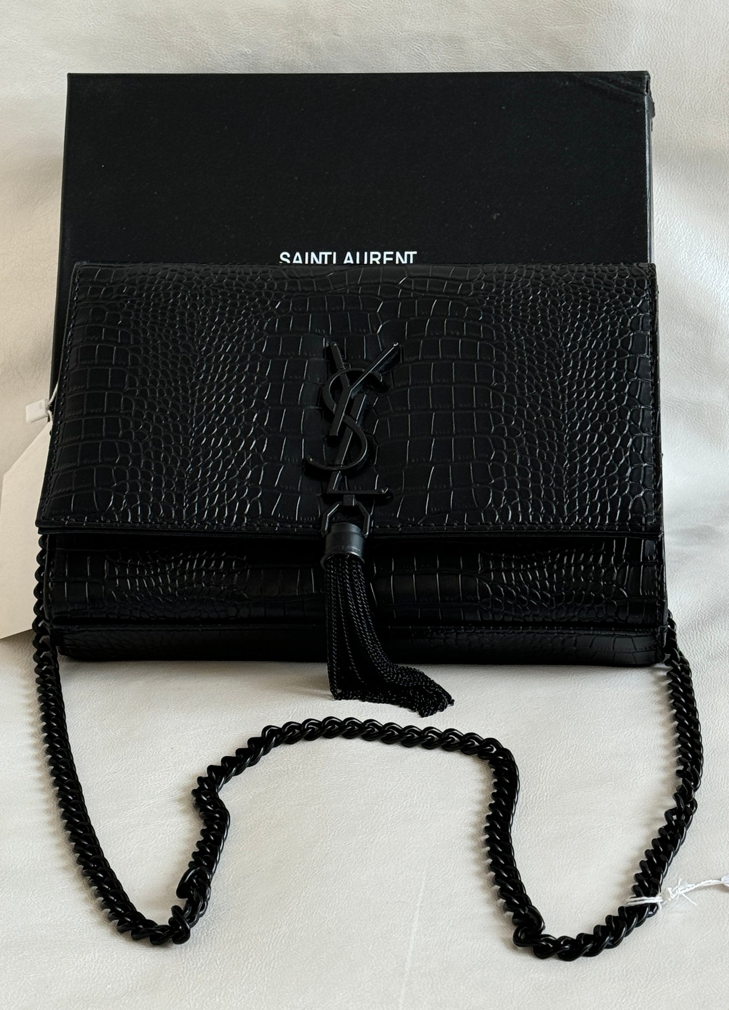 YSL KATE BLACK CROCO SLING BAG (WITH BOX )