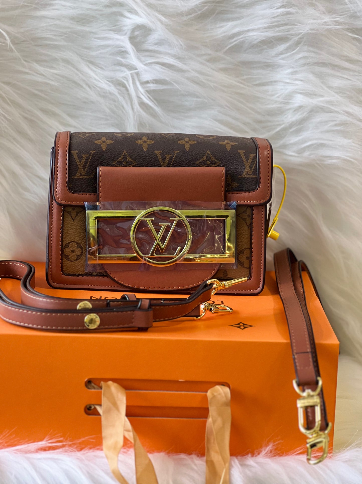 Louis Vuitton Dauphine Brown Coffee Shoulder Bag (With Box)