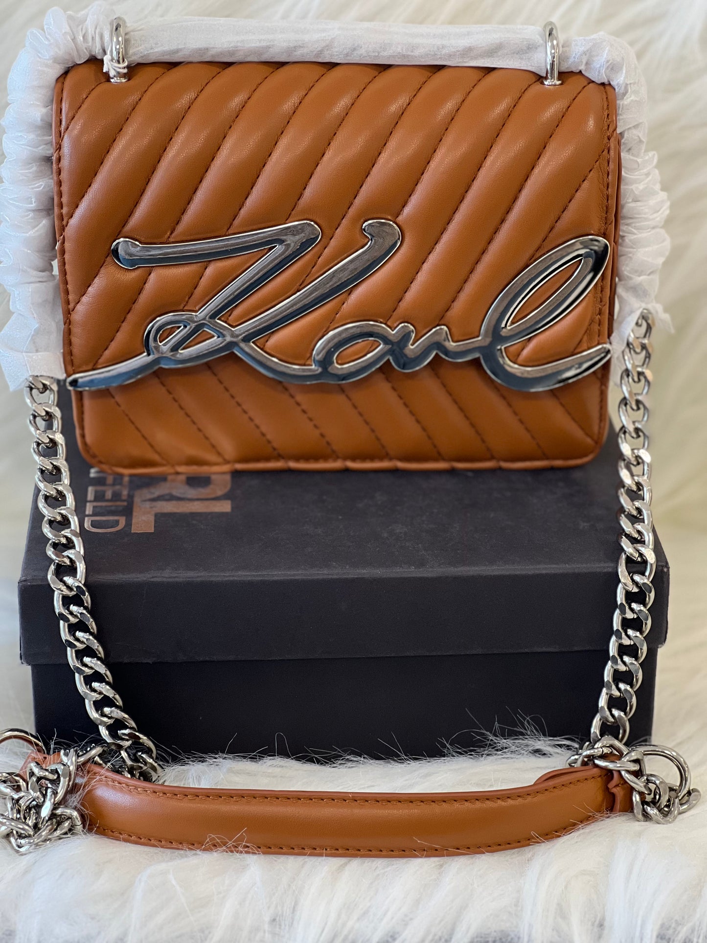KARLL LAAGERFELD BROWN COLOR SLING BAG ( WITH BOX )