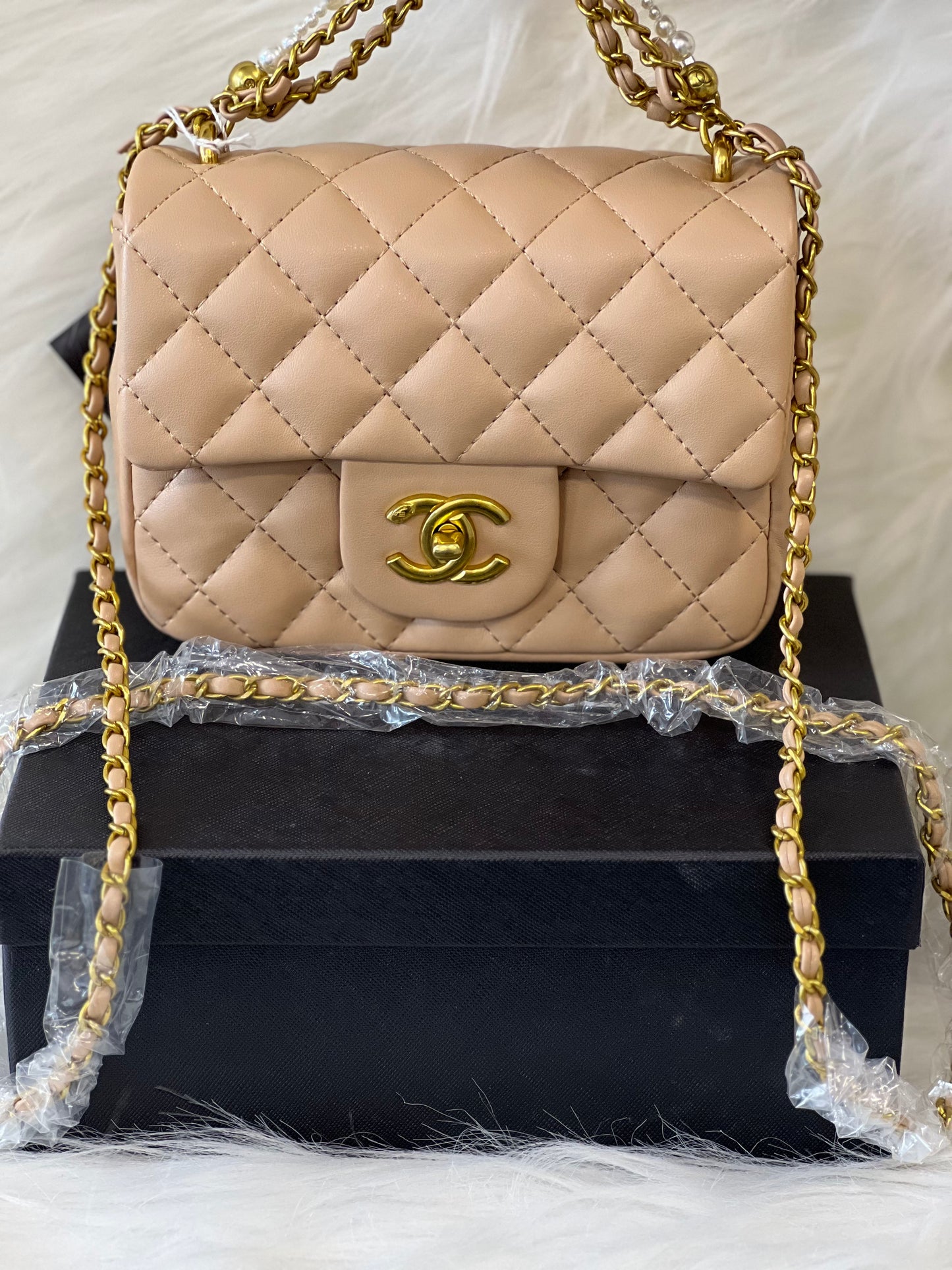 Chanell Beige Sling Bag ( With box )