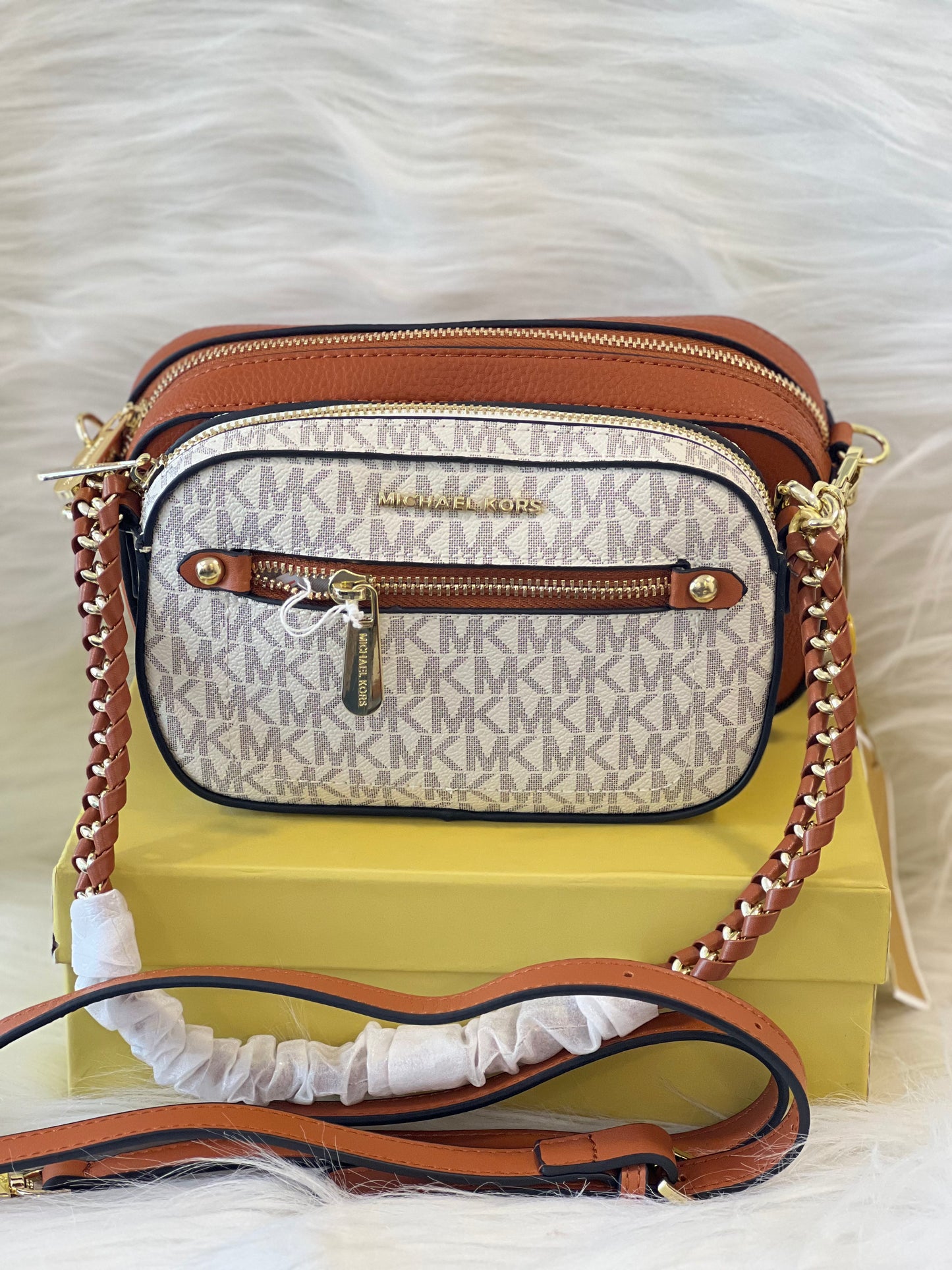 Michael Kors Beige Brown Shoulder Bag ( With Box )