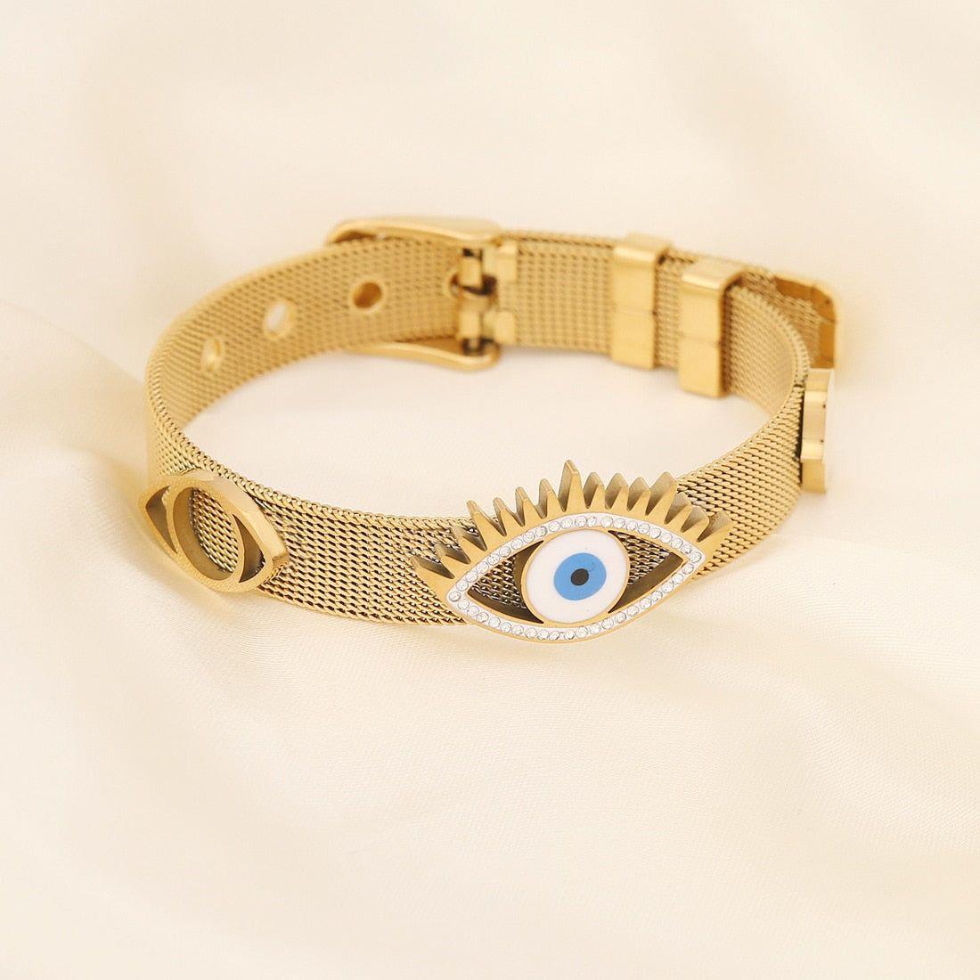 JTBS “Divine Eye Golden Grace” Gold Evil Eye/Hamsa Adjustable Bracelet