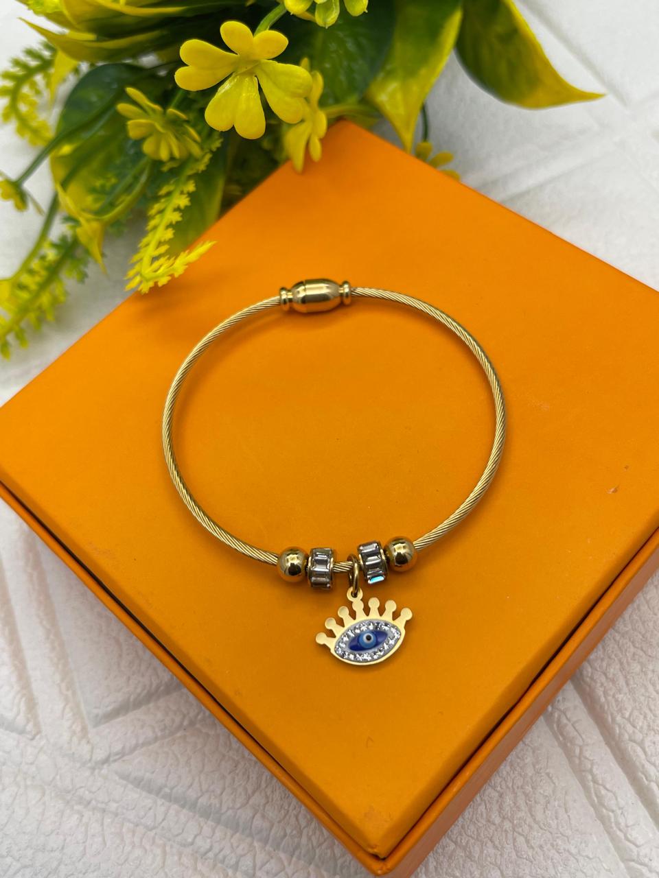 JTBS Gold-Plated Evil Eye Charm Bracelet