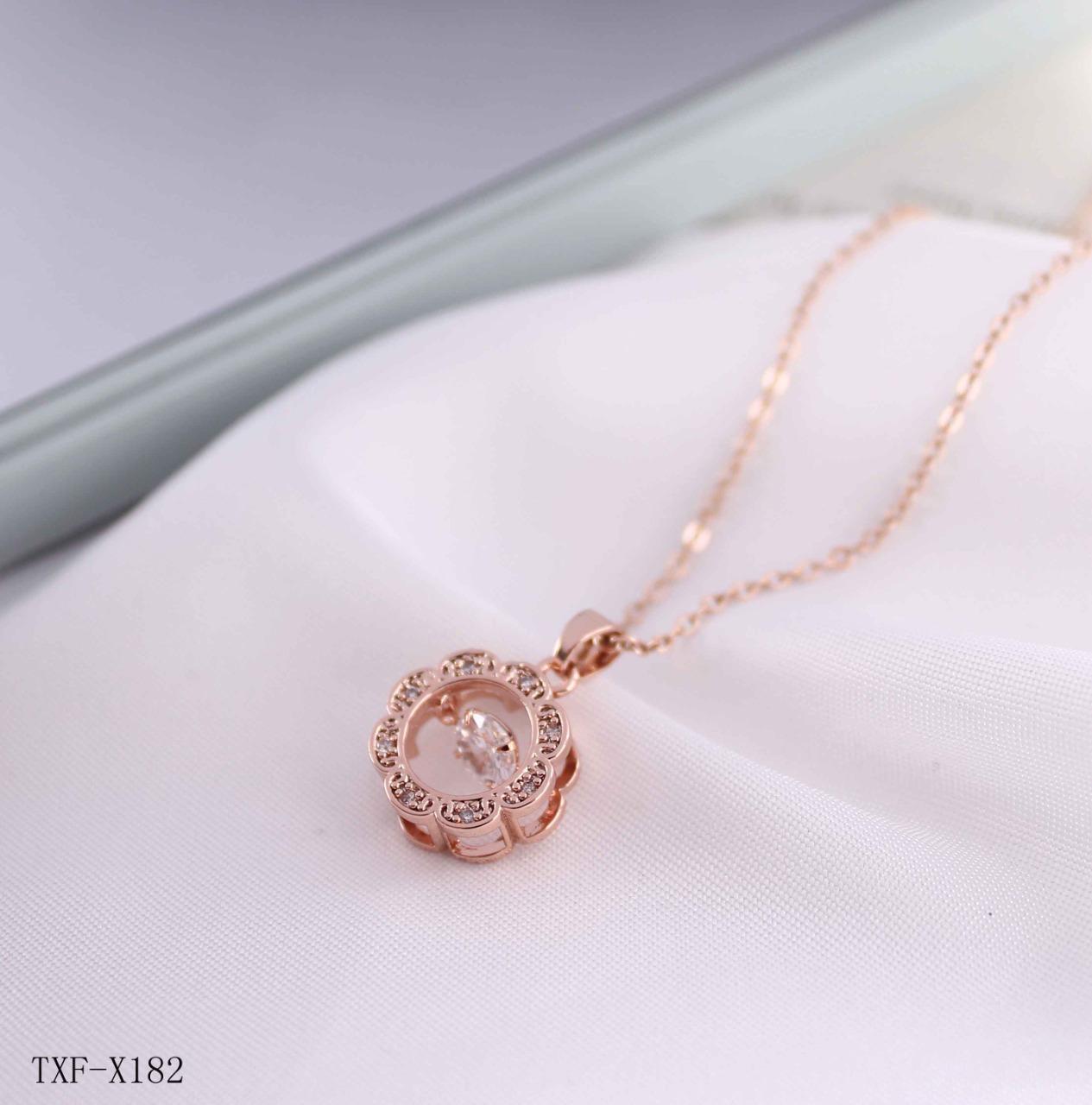 JTBS Zirconia Anti Tarnish Rose Gold Plating Pendant Necklace