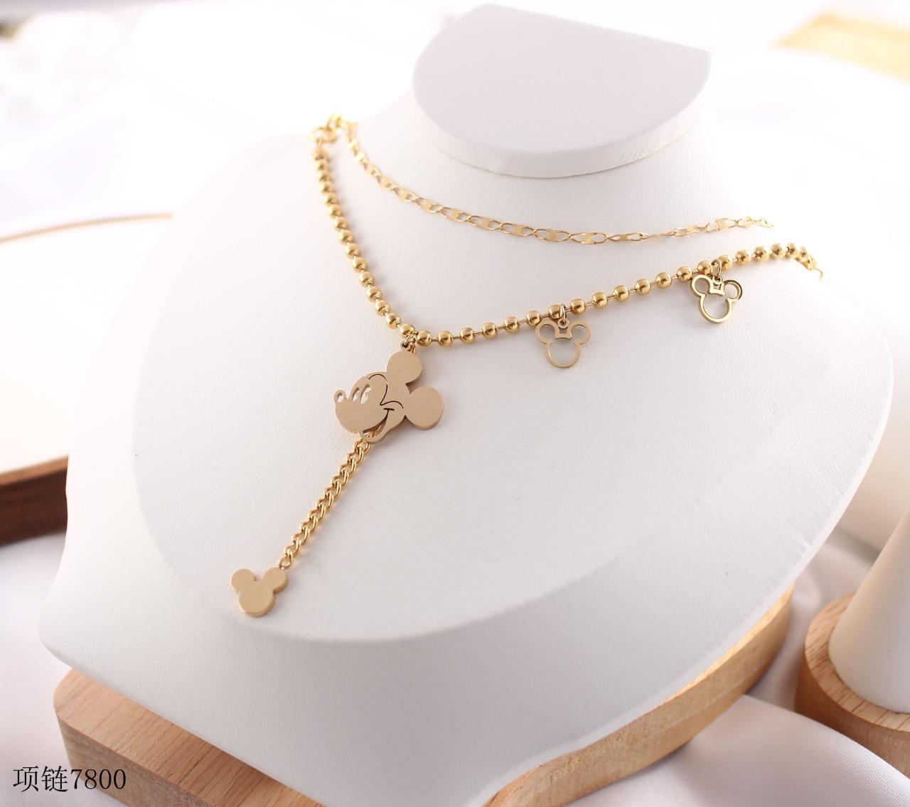 Rose Gold Tonted Mickey Mouse Plated Necklace