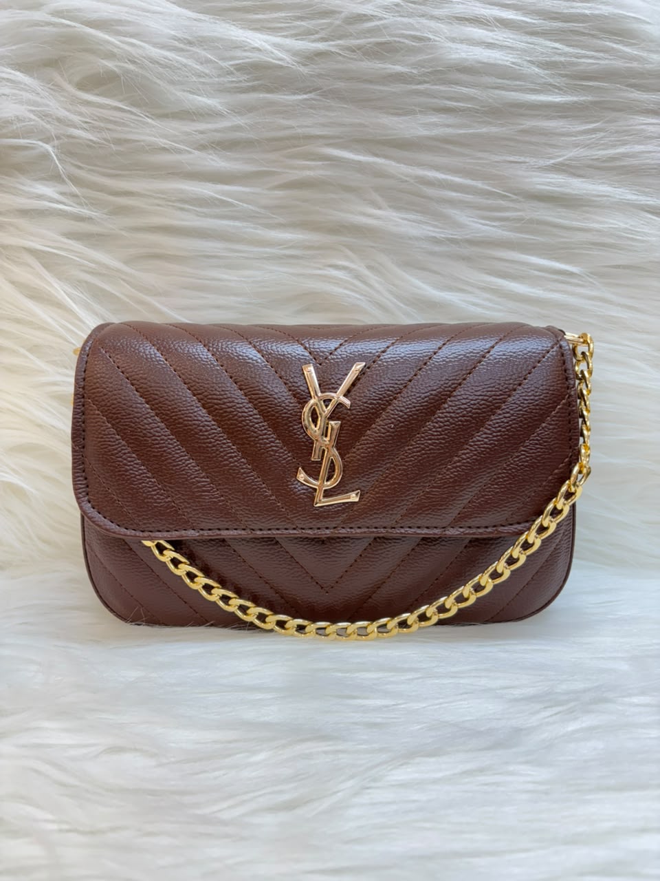 Y Quilted Luxe Sling Bag – Chocolate Brown | TBS-011