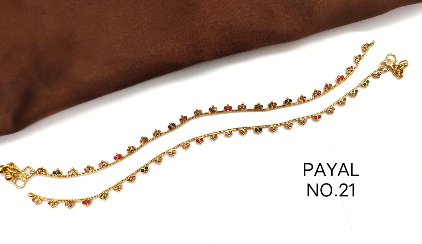 JTBS Designer Payal With Kundan And Chain