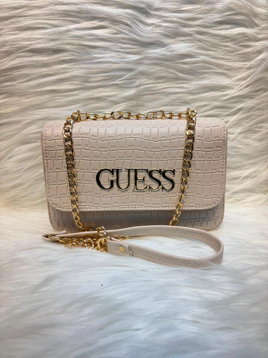 G Croc Texture Chain Sling Bag – White | TBS-047