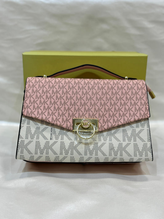 MICHAEL KORS WHITE AND PINK COLOUR HAND BAG  ( WITH BOX )