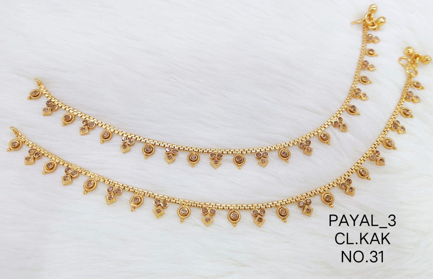 JTBS Designer Payal With Kundan And Chain