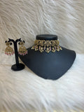ROYAL ANTIQUE KUNDAN CHOKER NECKLACE SET WITH SOFT PINK DROPS-TBS-01