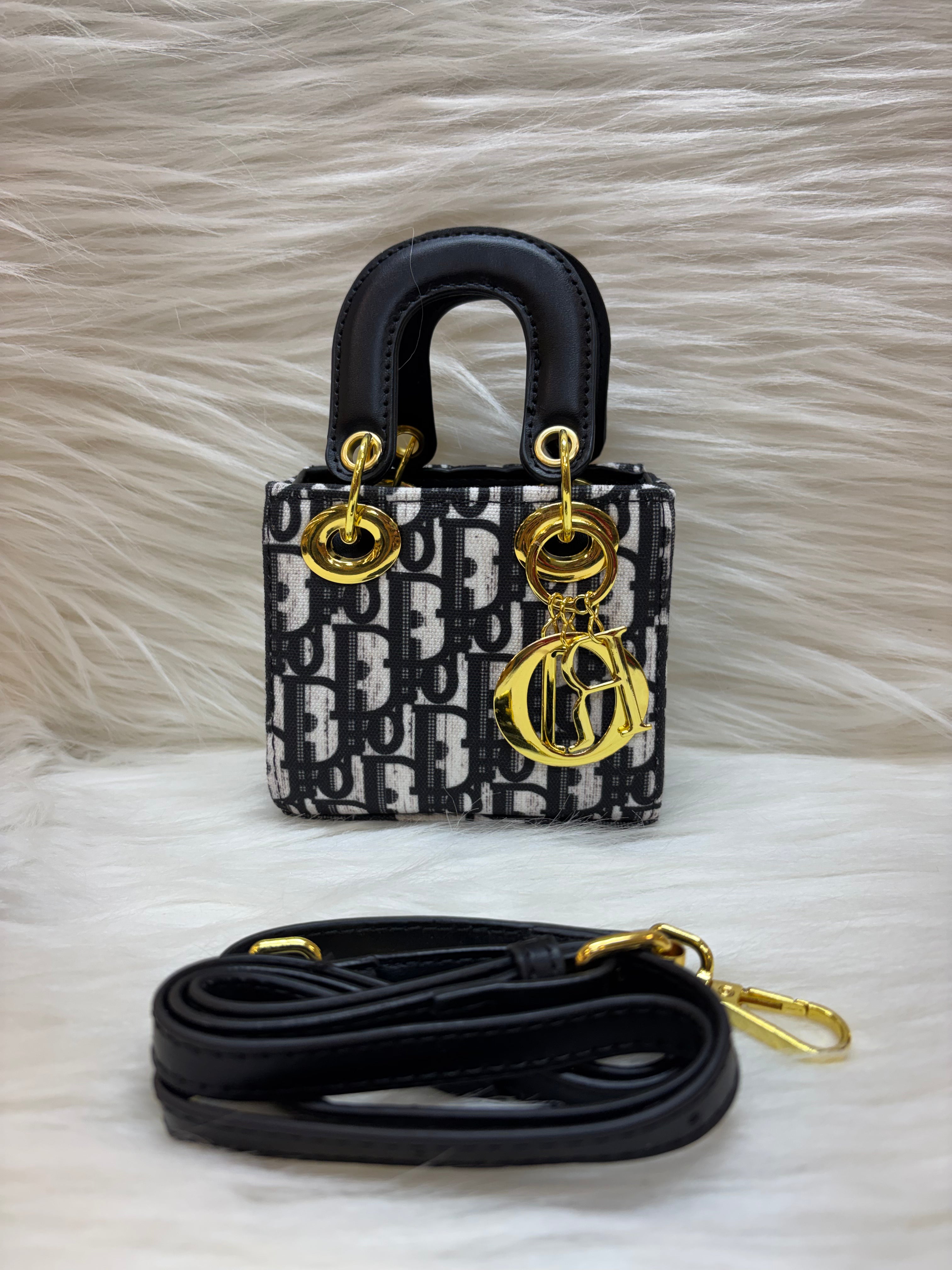 DIOR IMPORTED MINI HAND BAG TBS-32 WHITE-BLACK