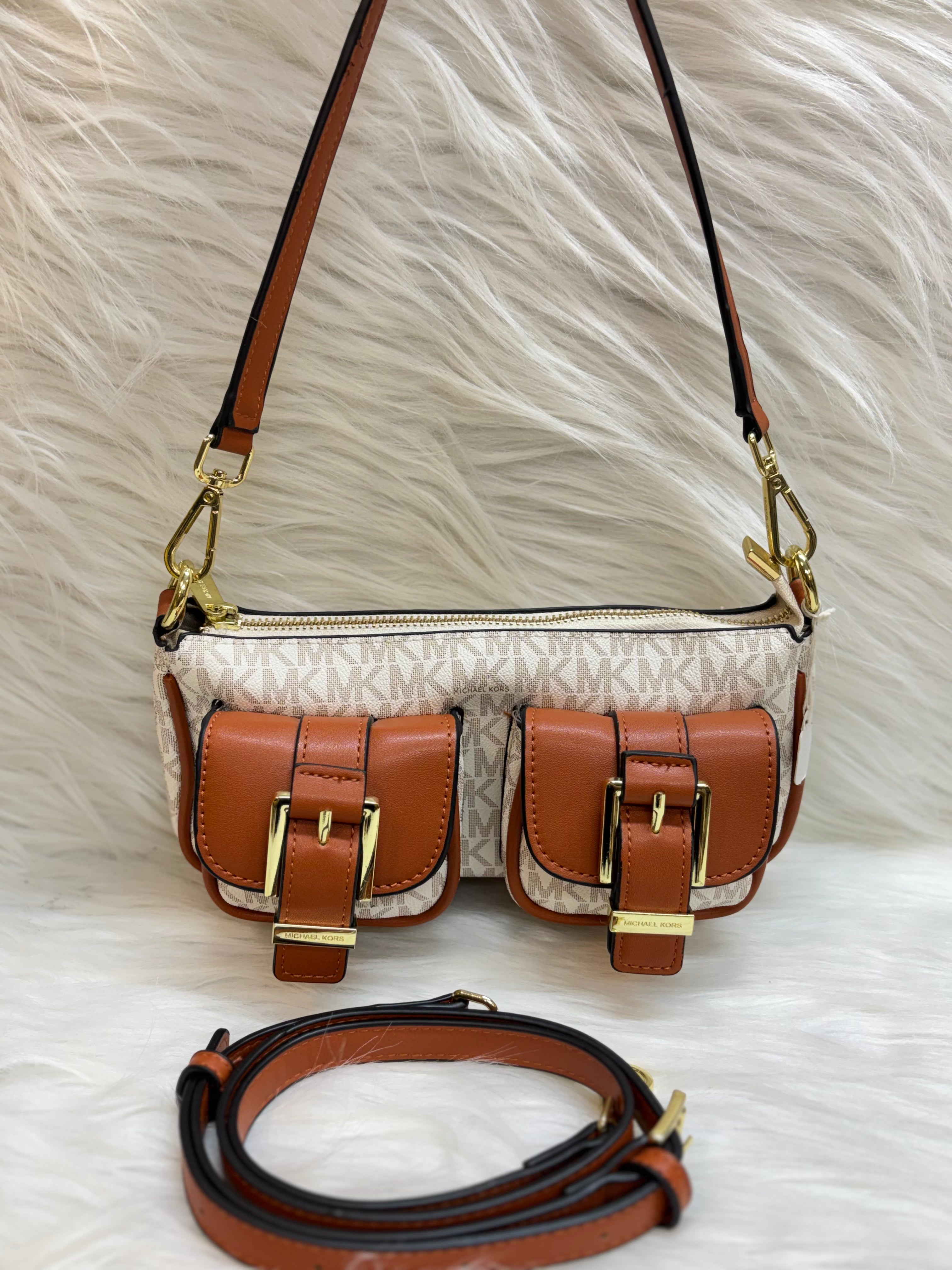 MICHEAL KORS PREMIUM SHOULDER BAG TBS-00328 BEIGE-BROWN