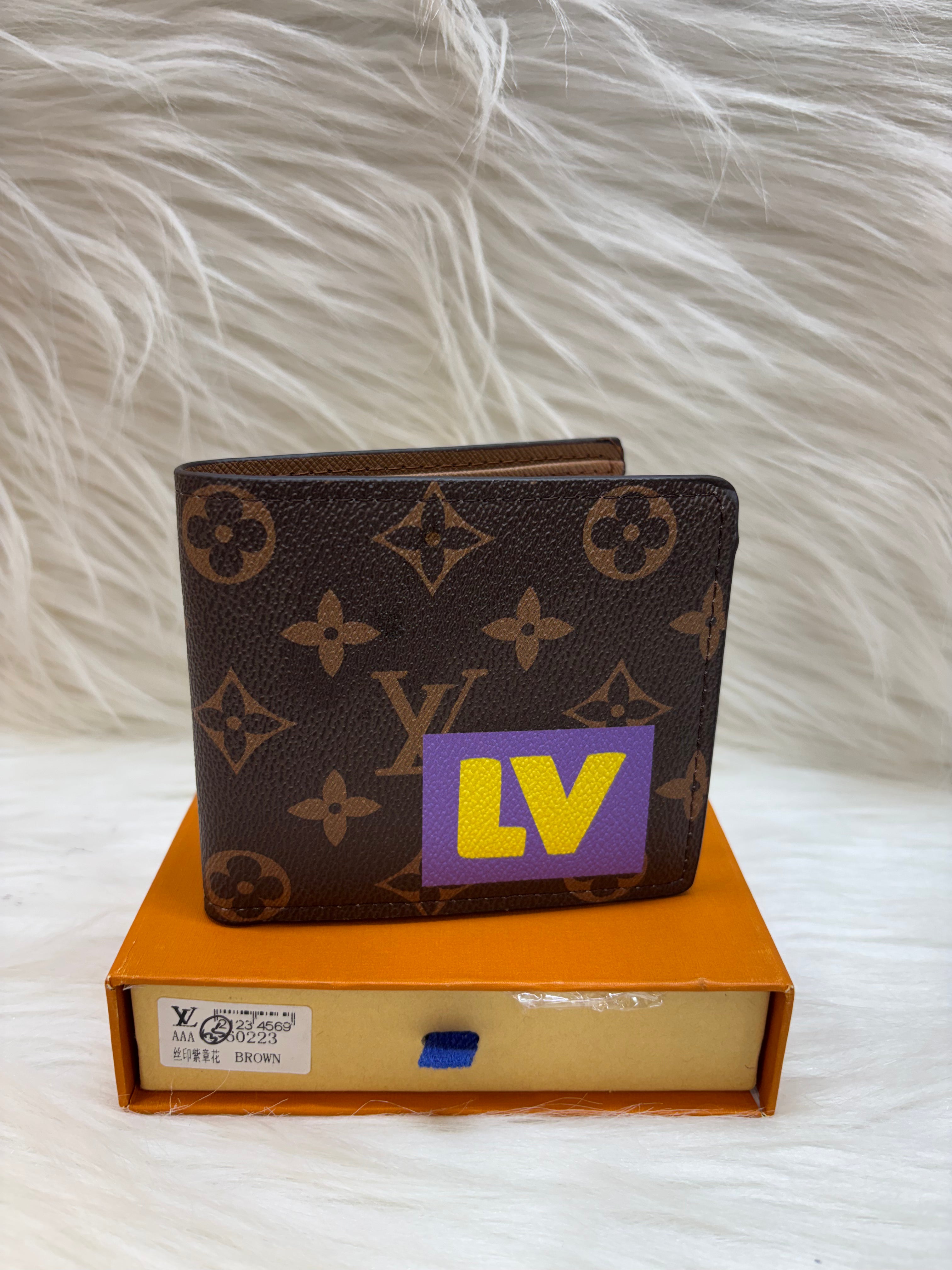 LV MEN'S WALLET TBS-B-20-BROWN-W-PURPLE