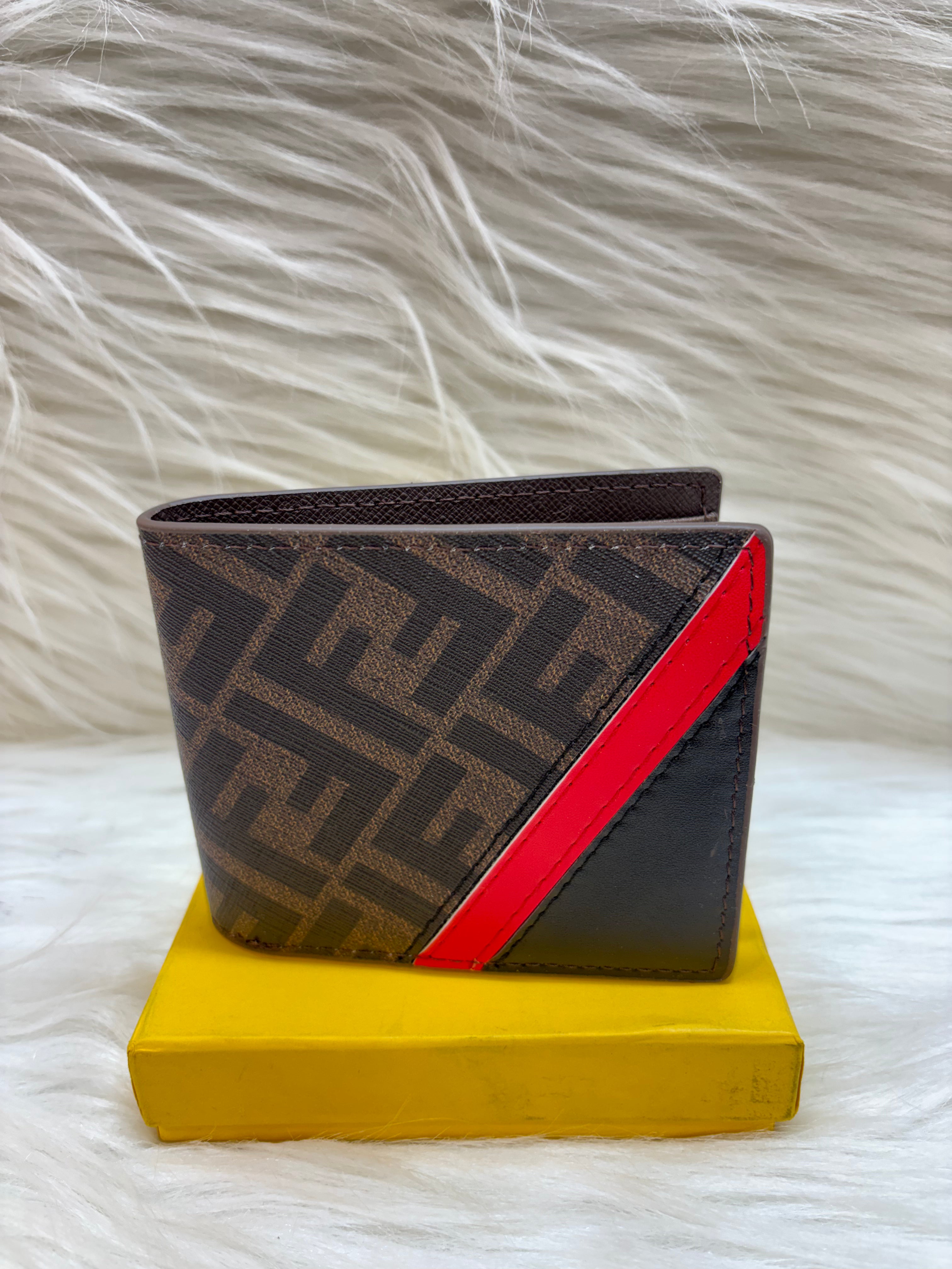 FENDI MEN'S WALLET TBS-B-30-BROWN-RED