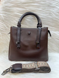 LEATHER IMPORTED MEDIUM HAND BAG TBS-63 BROWN