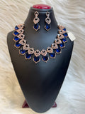 STUNNING ROSE GOLD& SAPPHIRE BLUE CUBIC ZIRCONIA JEWELLERY SET-TBS-04