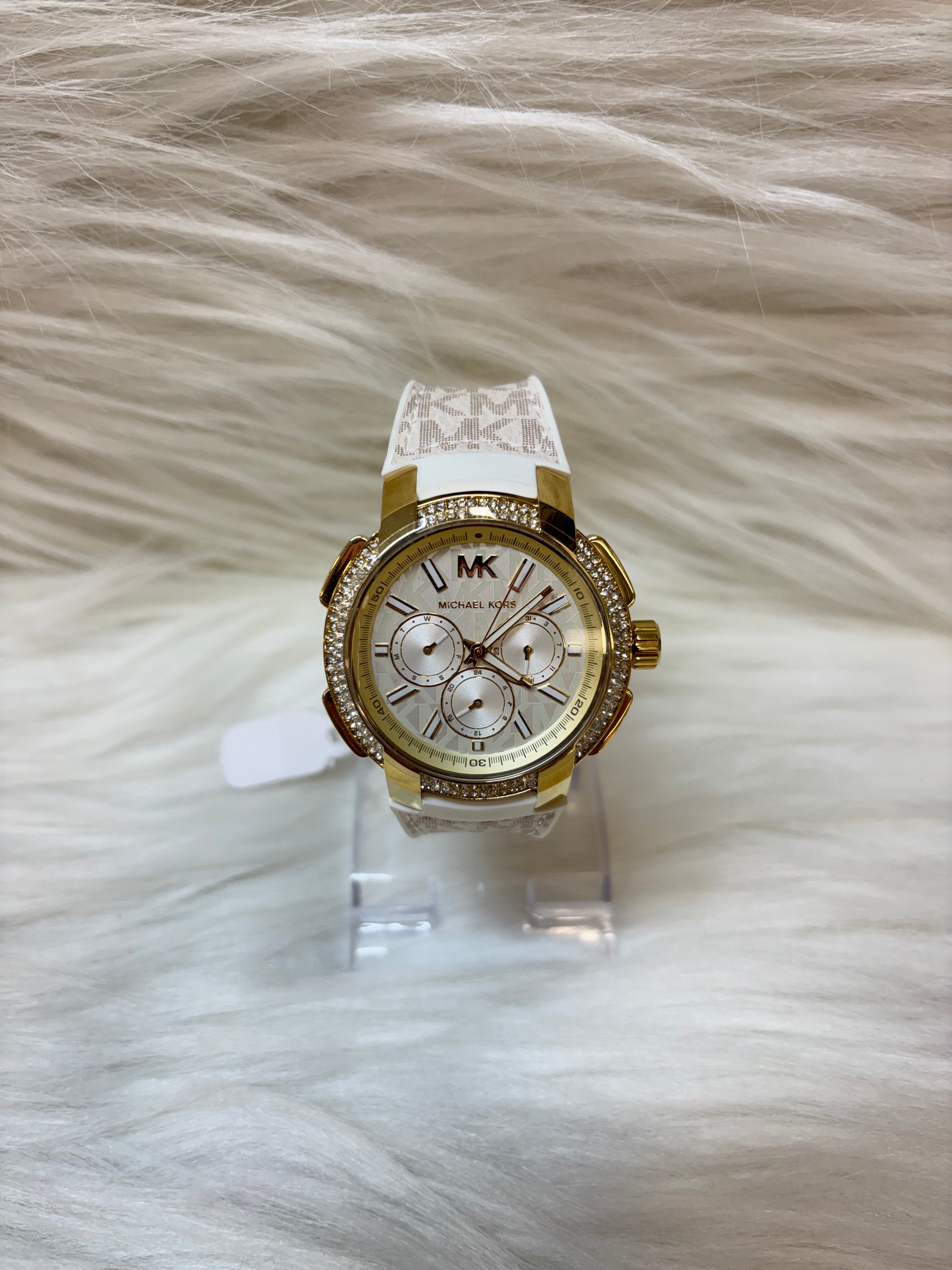 MICHEAL KORS LADIES SUPER PREMIUM WATCH TBS-W37 WHITE STRAP