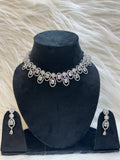 DIAMOND CASCADE-WHITE AD OVAL BRIDAL CHOKER SET WITH EARNING TBS-21