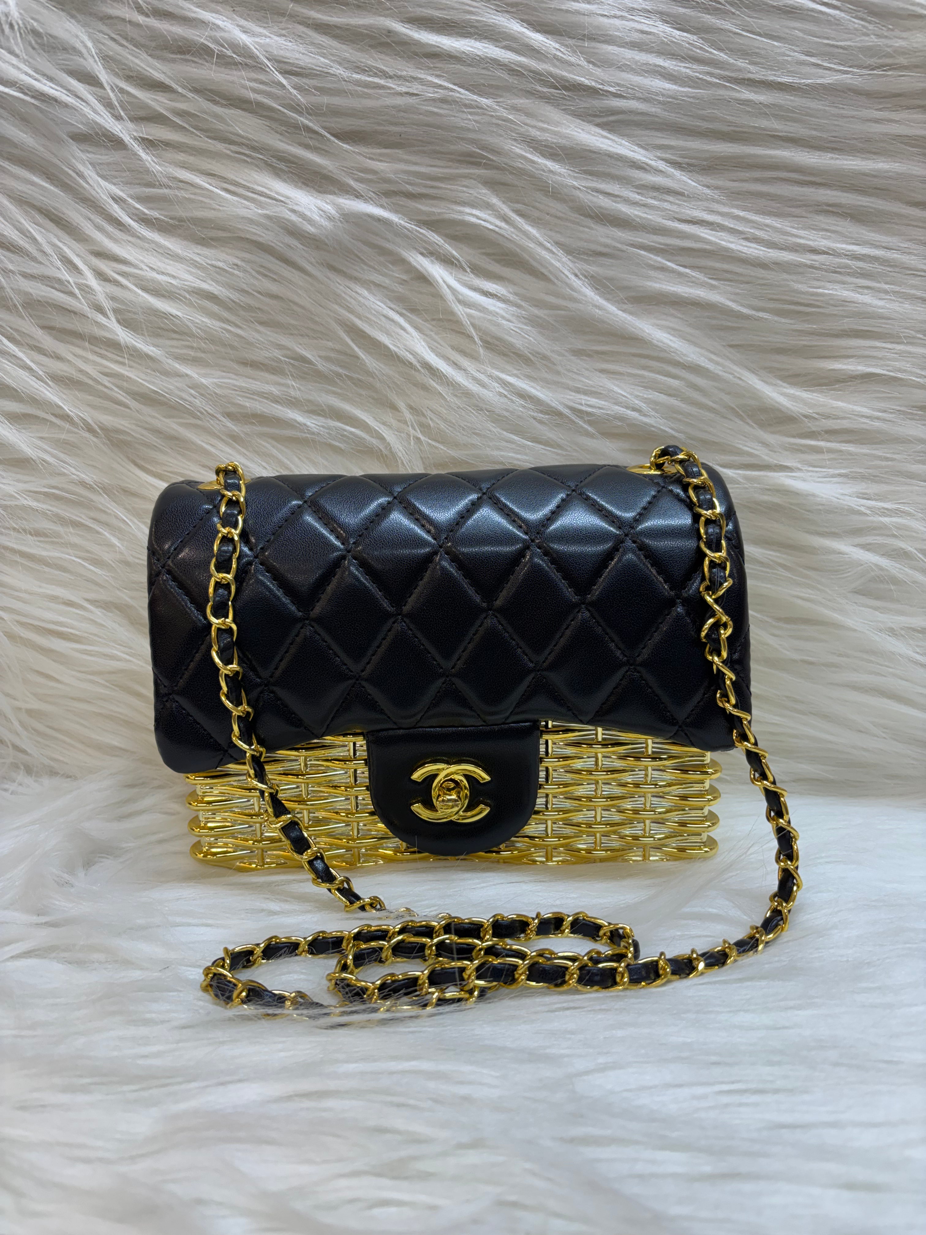 CHANEL PREMIUM SLING BAG TBS-B000464 BLACK-GOLDEN