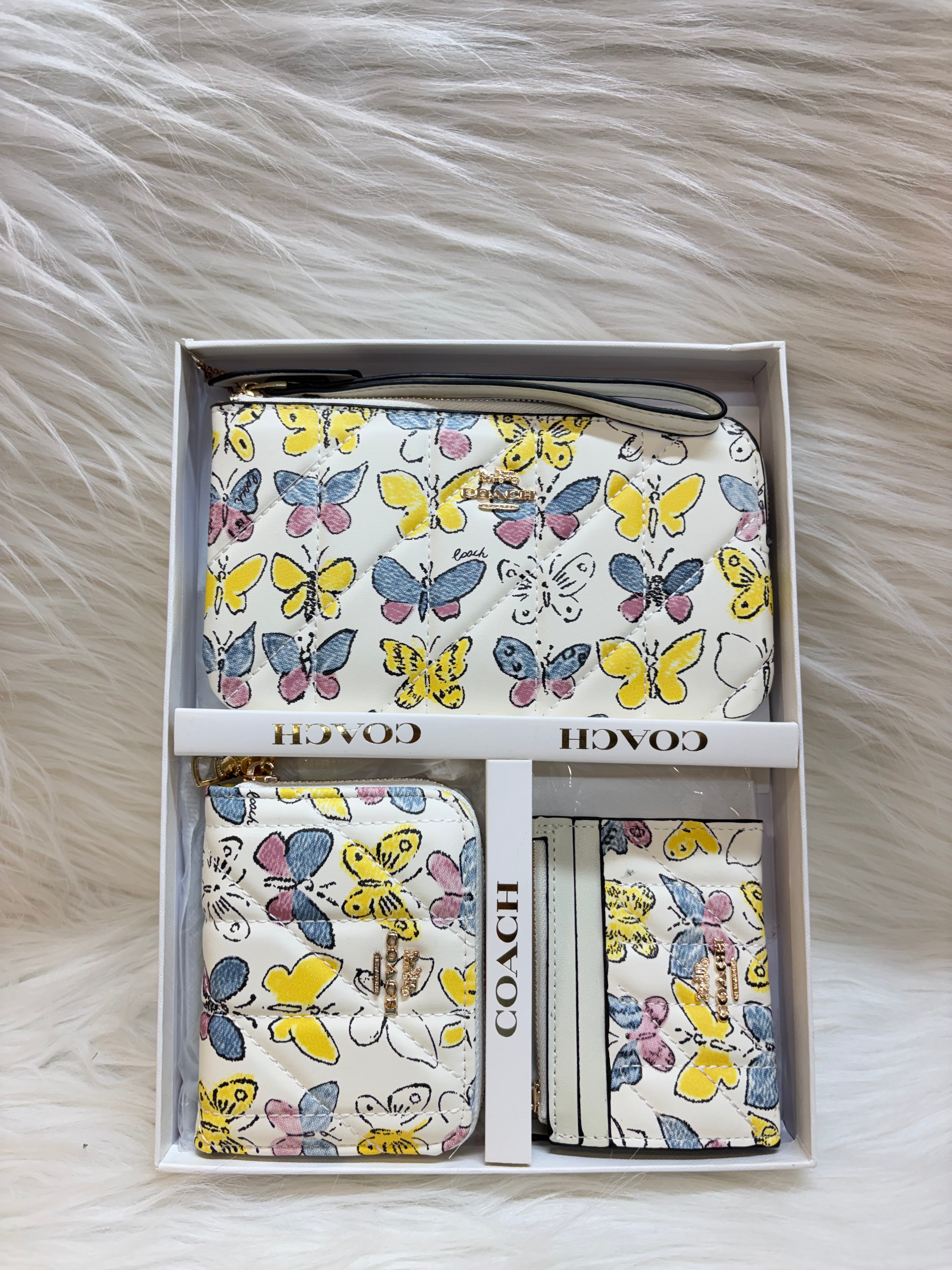 COACH WALLET TRIPLE SET KIT TBS-B000473 WHITE-BUTTERFLY