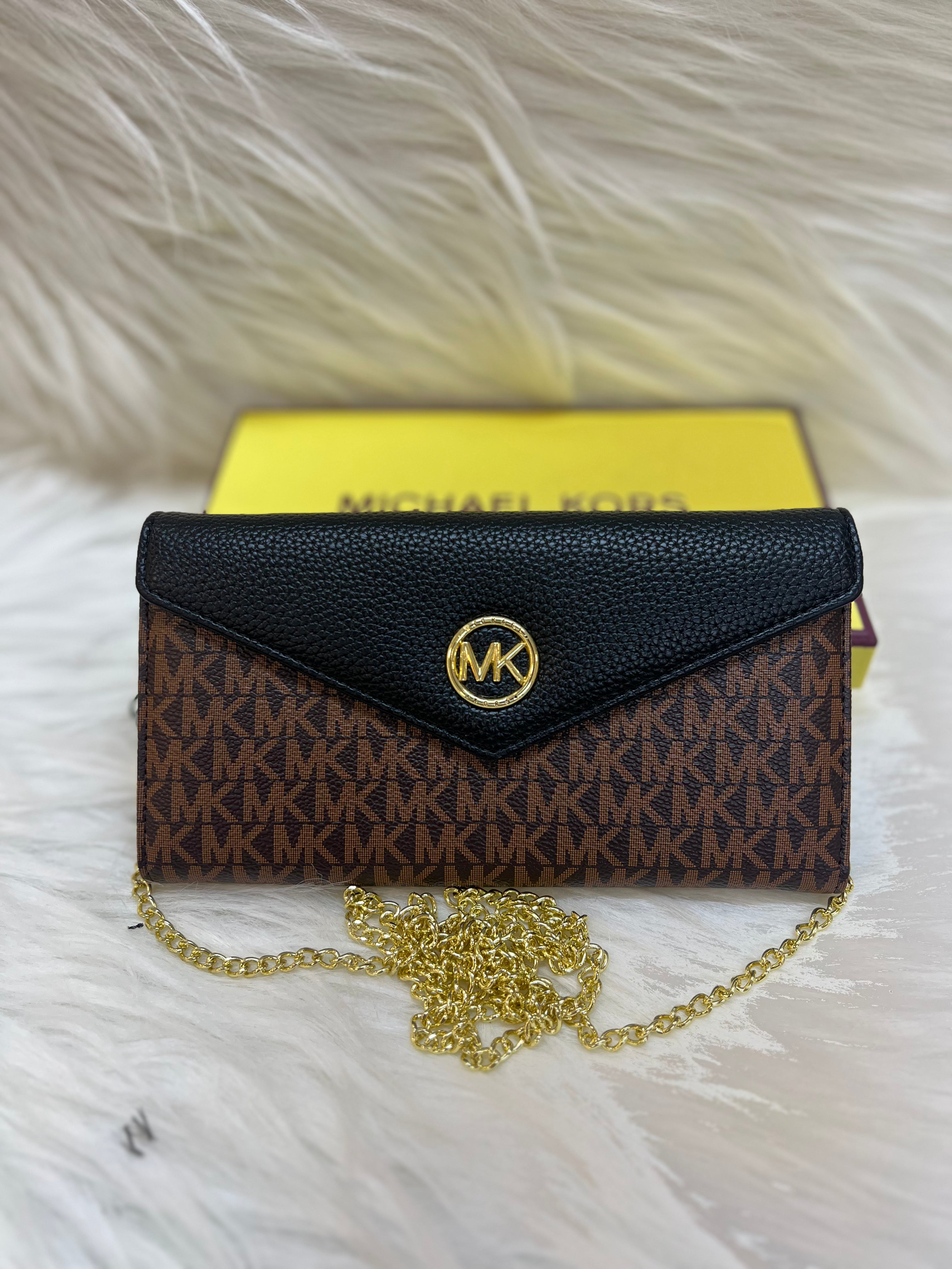 MICHEAL KORS LADIES WALLET-W-SLING TBS-B-81-BROWN-BLACK
