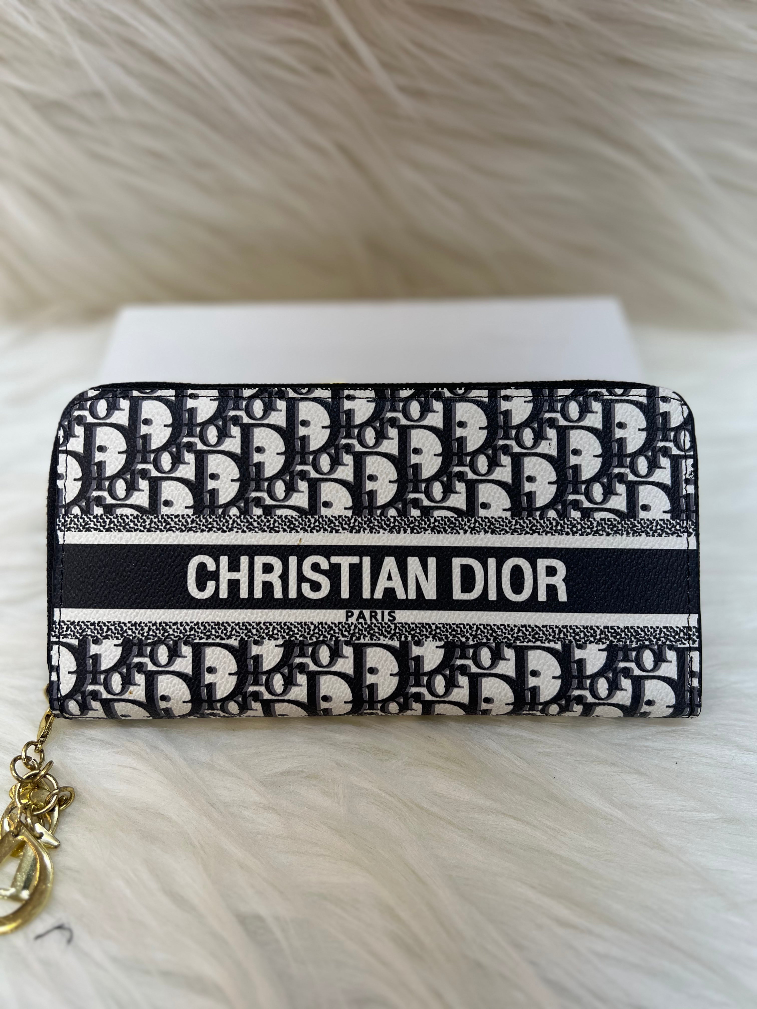 CHRISTAN DIOR LADIES LONG  WALLET TBS-B-91-BLACK-WHITE
