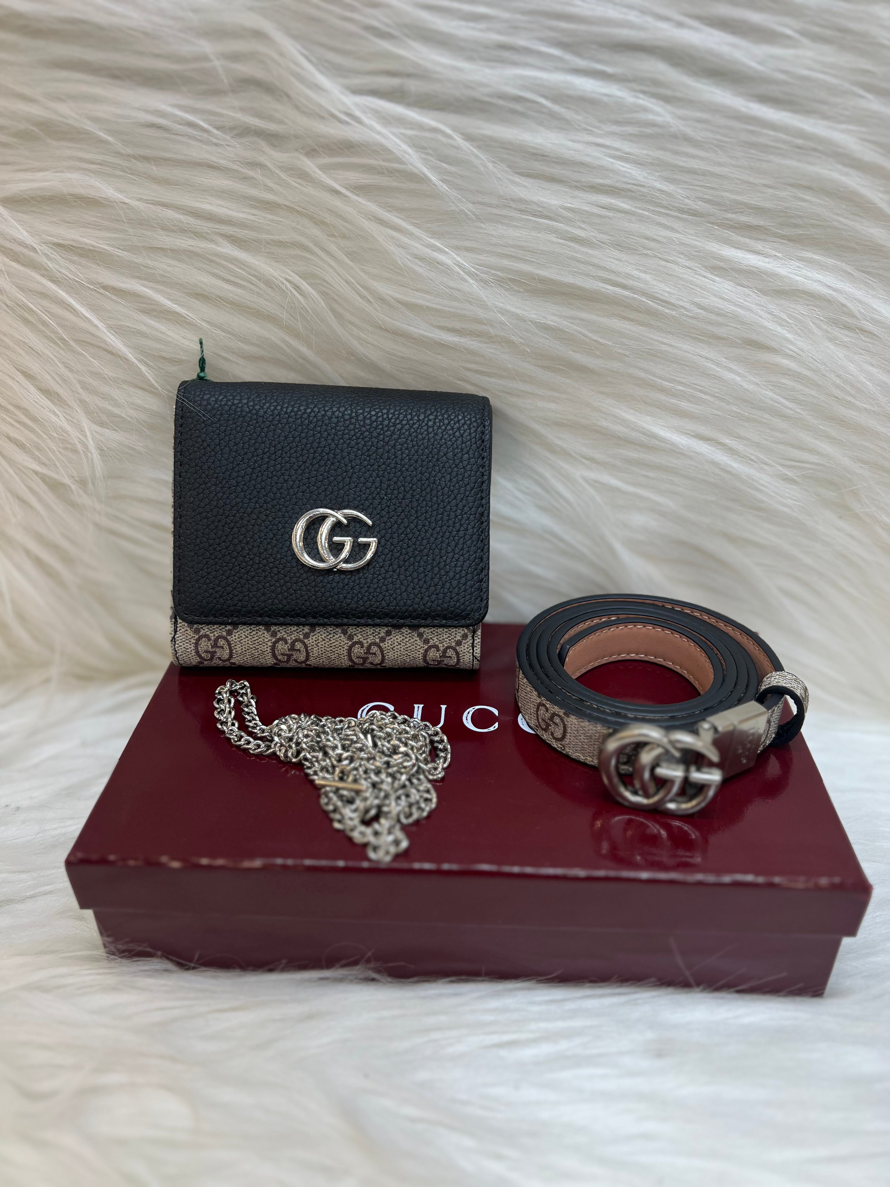 GUCCI LADIES WALLET+BELT COMBO TBS-B-95-BLACK