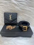 YSL LADIES WALLET+BELT COMBO TBS-B-96-BLACK