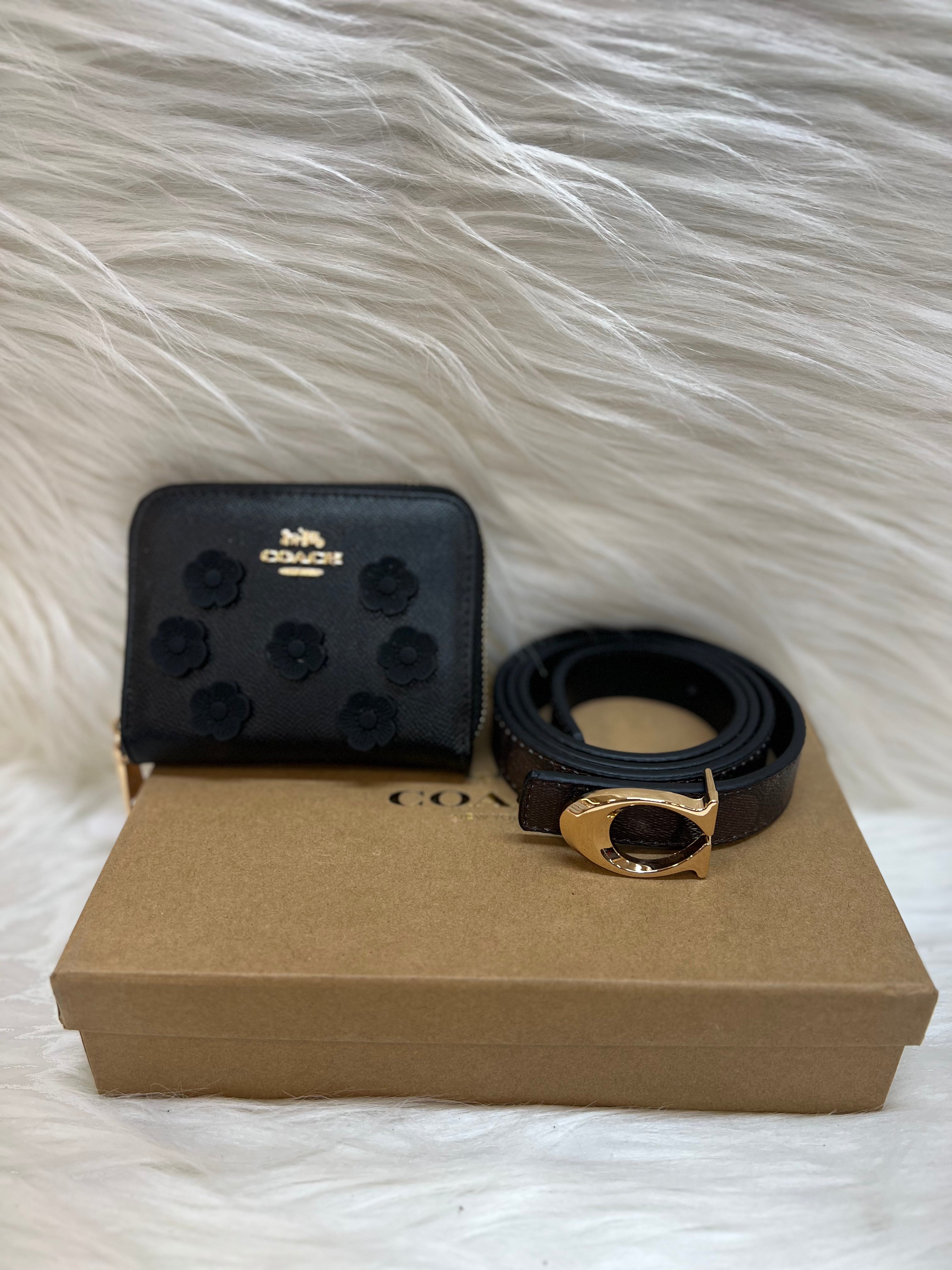 COACH LADIES WALLET+BELT COMBO TBS-B-97-BLACK