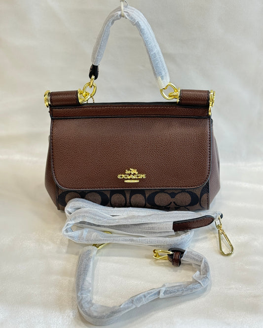 COACH DARK BROWN HAND BAG ( WITHOUT BOX )