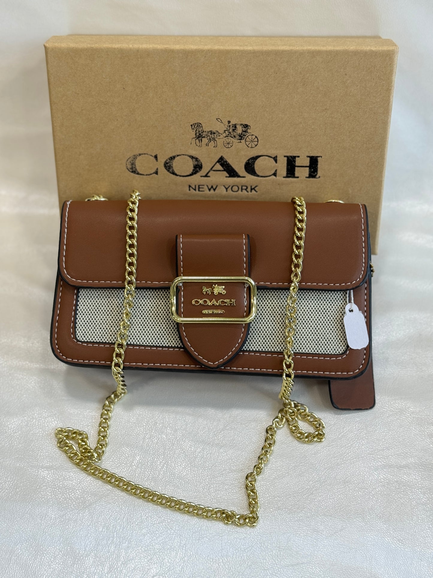 COACH APRICOT BROWN SMALL SLING BAG (WITH BOX)