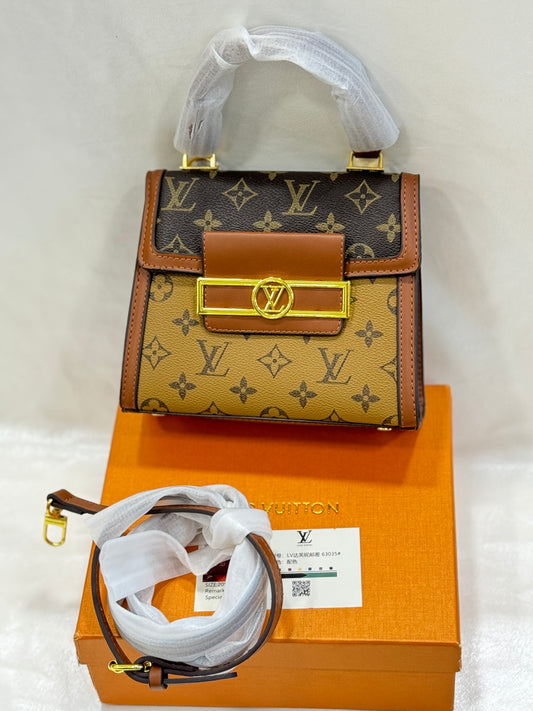 LOUIS VUITTON APRICOT BROWN HAND BAG ( WITH BOX )