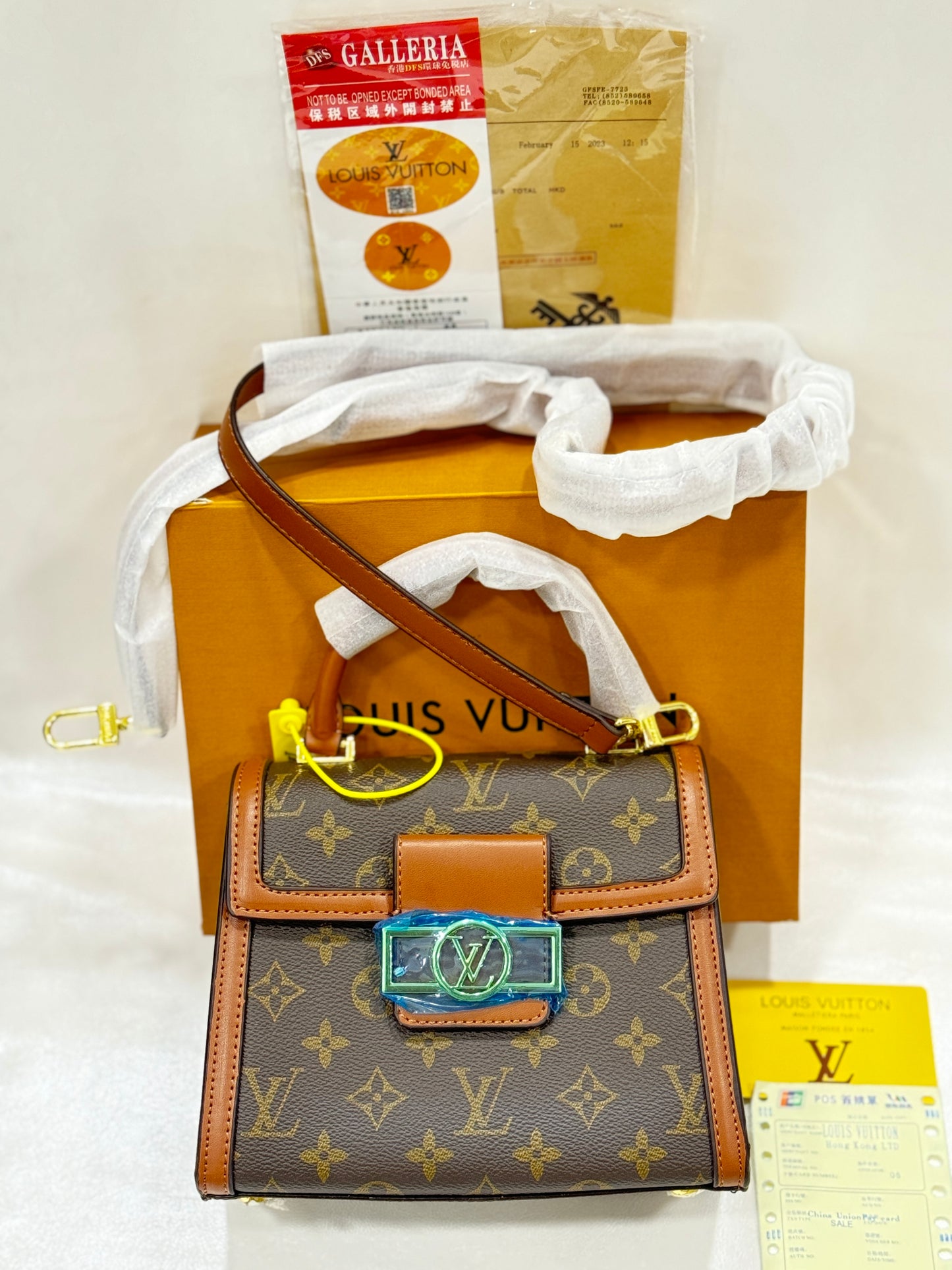 LOUIS VUITTON DAUPHINE BROWN COFFEE SHOULDER BAG (WITH BOX)