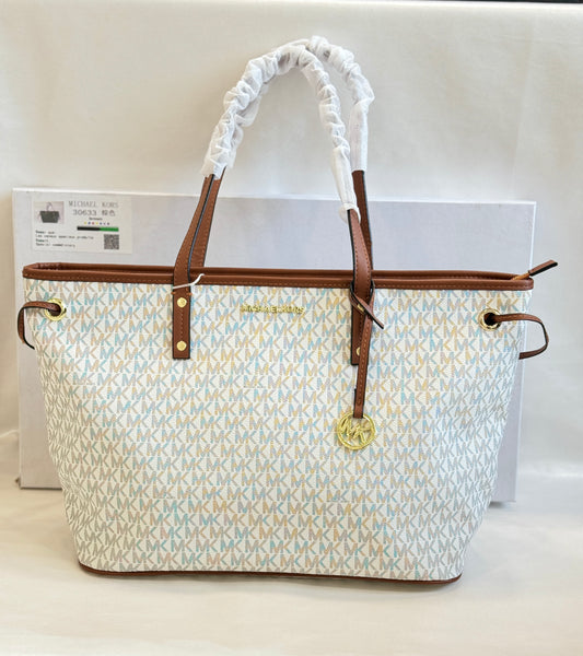 MICHAEL KORS BEIGE BROWN TOTE BAG ( WITH BOX )