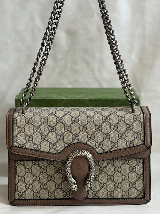 GUCCI DIANOYSUS OPHIDIA ENVELOP KHAKI AND BROWN COLOR SLING BAG ( WITH BOX )