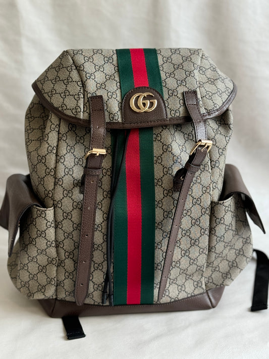 GUCCI OPHIDIA KHAKI LARGE BACKPACK ( WITHOUT BOX )