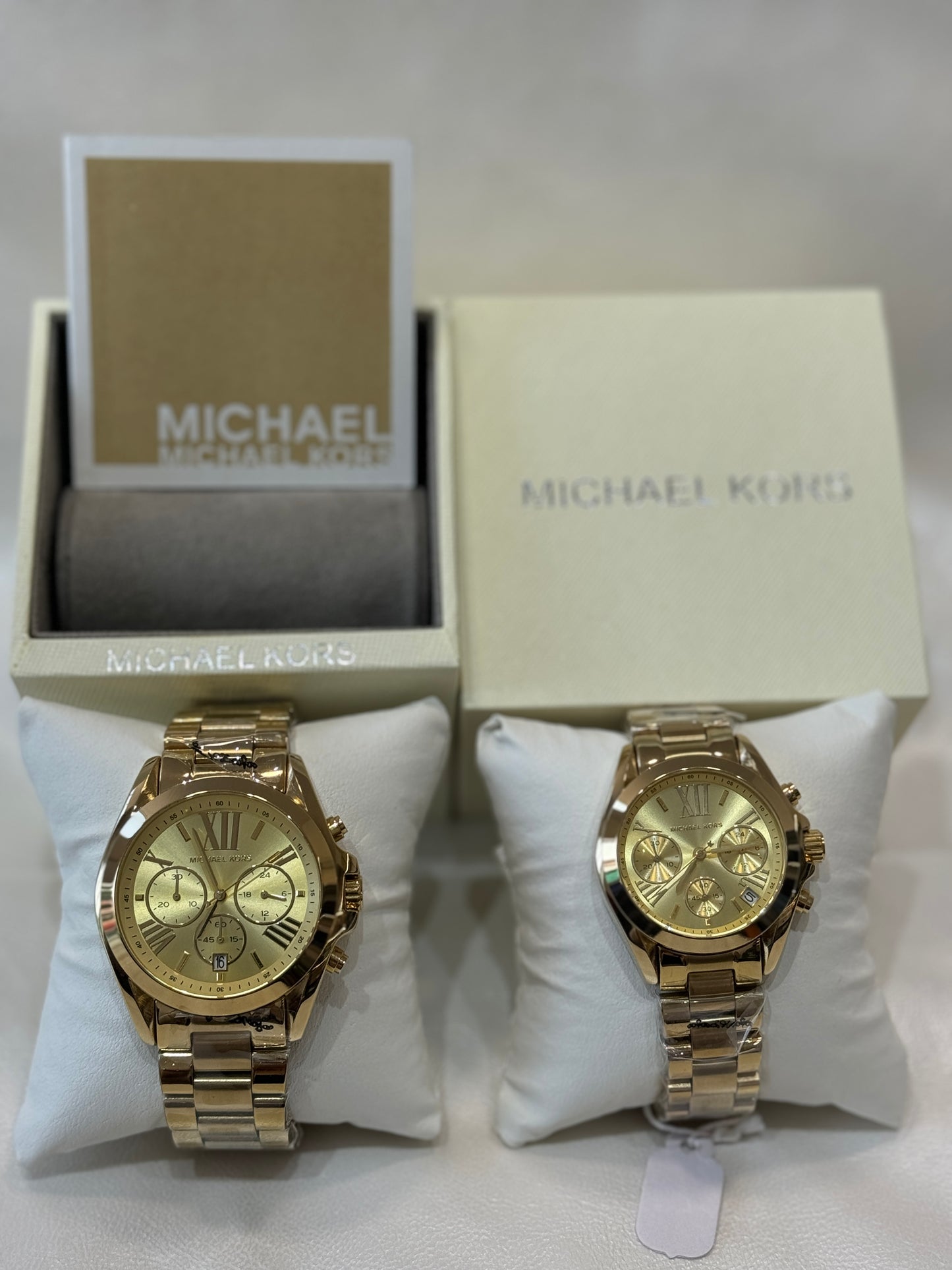 MK WATCH COUPLE  GOLD DIAL AUTHENTIC WATCH ( WITH BOX )