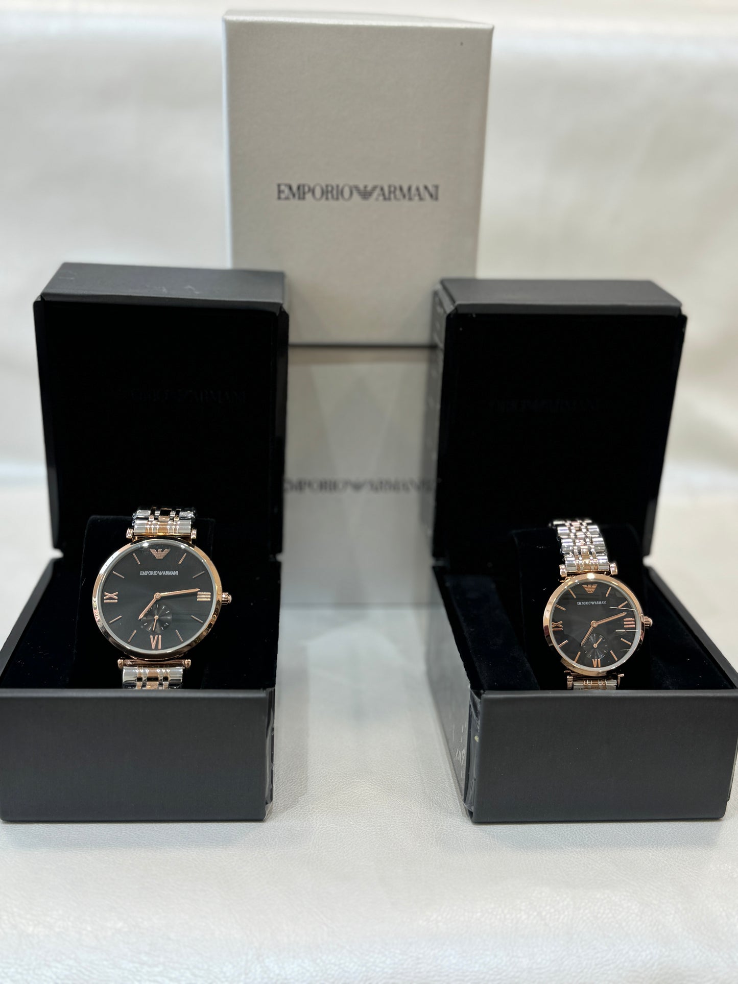 Emporio Armani watch Black & Rose Gold Couple Watch ( With Box )