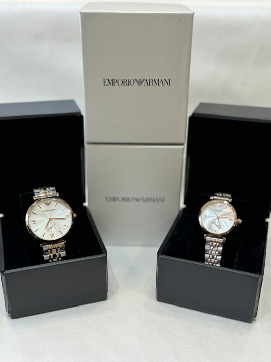 Emporio_Armani watch Two-Tone Stainless Steel Bracelet Couple Pair Watch ( with Box )