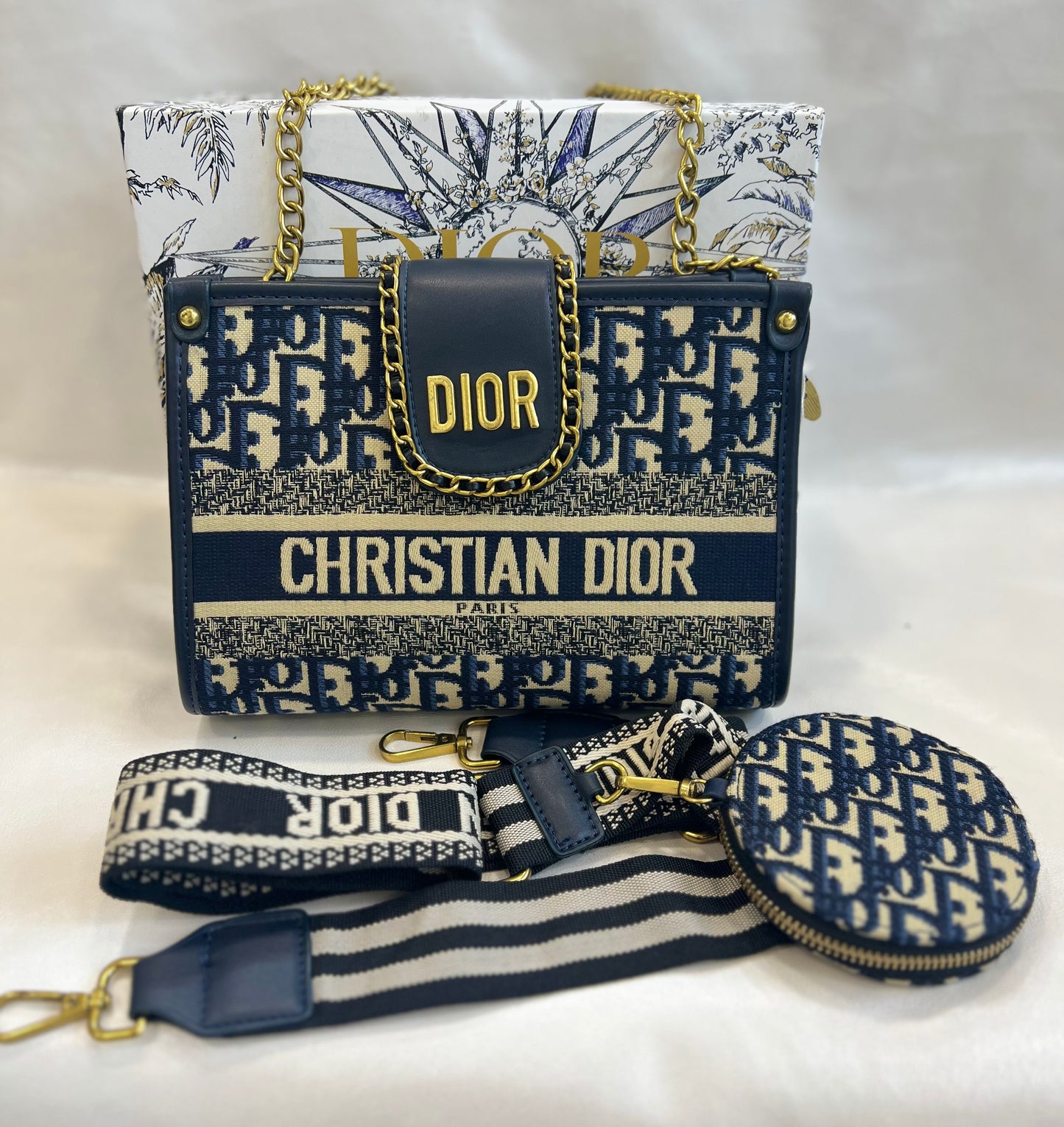 CHRISTIAN DIOR WITH BELT SHOULDER BAG (WITH BOX )